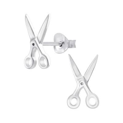 Joy|S - Zilveren kappersschaar oorbellen - massief - 8 x 13 mm - schaar oorknoppen