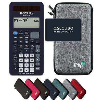 TI-30X Plus MathPrint incl. WYNGS Beschermhoes Lichtgrijs - Wetenschappelijke Rekenmachine - Basis Pakket