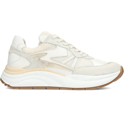 PS Poelman - maat 39 - CHARU Dames Sneakers - Wit Met Beige Combinatie