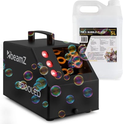 Bellenblaasmachine - BeamZ B300LED - ideaal voor kinderfeestjes - met 5L vloeistof en afstandsbediening - zwart