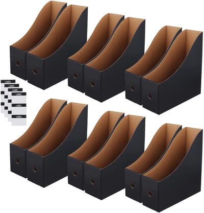 Dailygoods- Tijdschriftenhouder Set van 10 - Kartonnen Organizers - Met Etiketten - 26 x 9 x 27 cm - Stevig - Voor Kantoor en Thuis - Magazijnhouder