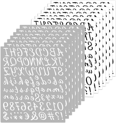 JGS Premium - 1176 Stuks Zelfklevende Letterstickers Zwart/Wit Vinyl Weerbestendige Alfabetstickers Voor Doe-het-zelf Scrapbook Wenskaart