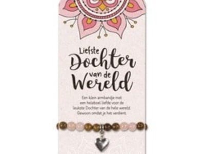 Armband - Liefste Dochter - Rozenkwarts - Op cadeaukaart