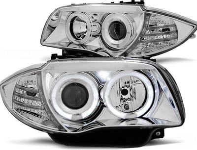 Koplampen dual halo rims BMW 1 E87/E81/82/88 04-11 ANGEL EYES CHROOM