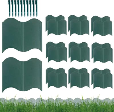Tuinrand Flexibel - Bloembed Afscheiding - Tuin Decoratie - Duurzaam ABS Materiaal - 20 Stuks - Groen