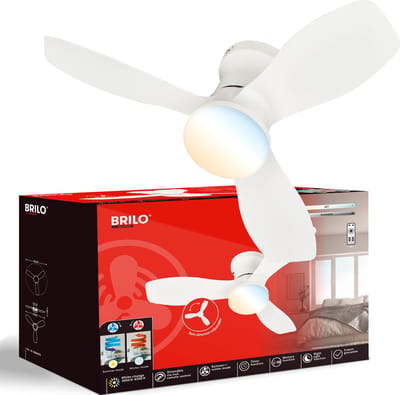 BRILONER Lufito - Plafondventilator met verlichting - LED plafondlamp met ventilator - ventilator lamp zomer- en wintermodus - dimbaar - CCT - Ø60 - wit