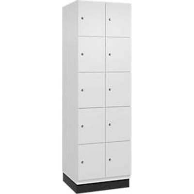 C+P Cambio lockerkast, 2 vakken, 10 vakken, met plint, B 600 x D 525 x H 1980 mm, verkeerswit