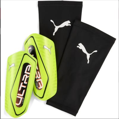 Puma Ultra light Sleeve scheenbeschermers geel zwart - Maat S