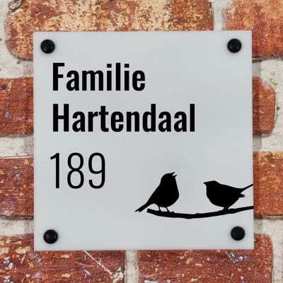 Naambordje Opaal/Melk Acrylglas - 20 x 20 cm - incl. bevestigingsset | Incl. 2 jaar garantie