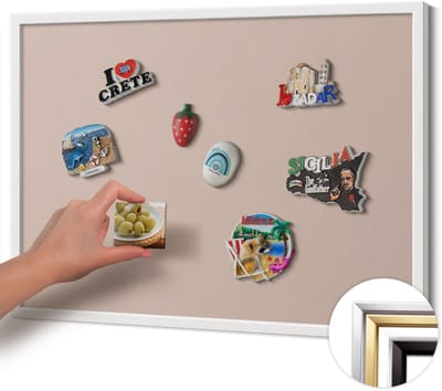 Wallfluent - Roze Magneetbord in Effen Kleuren - 70 cm x 50 cm - Magneetbord met Witte Frame - Kleur poederroze beige - Magnetisch Bord voor Thuis en Kantoor - Magnetisch Bord voor Magneten - Magneetbord voor Herinneringen
