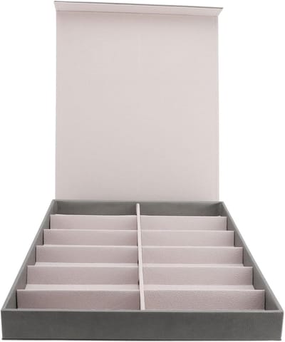 Glazen Opbergdoos - Zonnebril Organizer - Veilige Opslag - 12 Vakken Display - 38 x 32 cm - Zwart