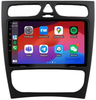 CarPlay autoradio geschikt voor Mercedes C-Klasse W203 (2000–2004) | 9 inch | Android 13 | Draadloos Apple CarPlay & Android Auto | 2GB + 32GB | QuadCore processor | Denago DNG-A52 | 2025 model | 2000 2001 2002 2003 2004 | Bluetooth & Wifi