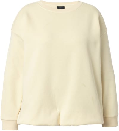 Ulla Popken - Dames - Sweatshirt kort Boxy ronde hals lange mouwen - Bleekgeel - Maat 42+