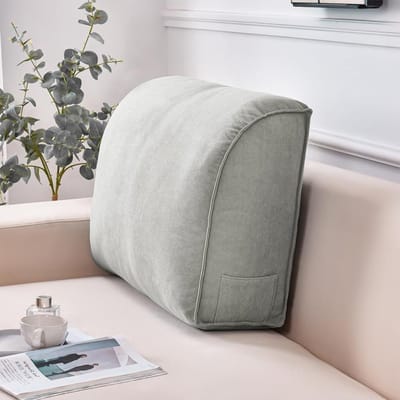 Extra dik rugkussen - Leeskussen steun - Ontspannen lezen - Met zijvak - 60x45x20cm - Asgrijs