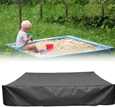 Waterdichte zandbakafdekking - 150 x 150 x 20 cm - 210D Oxford-doek - met trekkoord - winddicht, stofdicht - ter bescherming van kinderspeelgoed - voor zandbak zwembad terras tuin vierkant - zwart