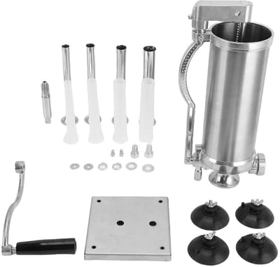 Worstvuller Roestvrijstaal - Vleesvuller Keuken - Zelf Worsten Maken - Grote 3 Liter Capaciteit - 44 cm Lengte - Zilver