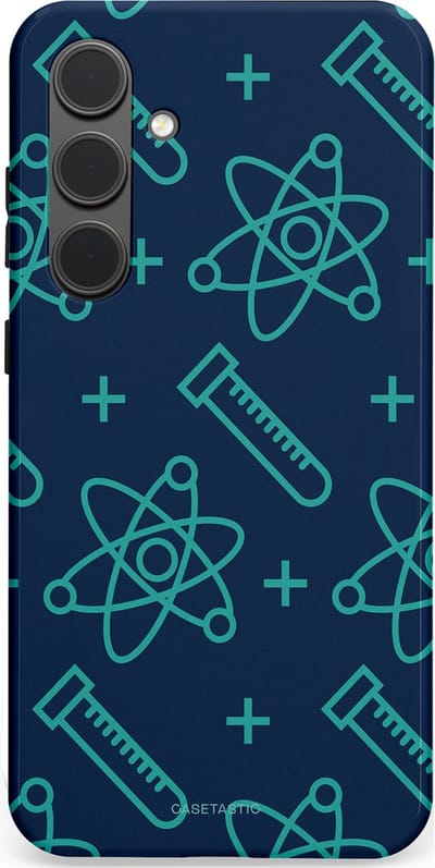 Casetastic hoesje geschikt voor Samsung Galaxy S24 Plus - Dubbellaagse bescherming - Atomen Creaties - Fashion Case - Donkerblauw Turquoise