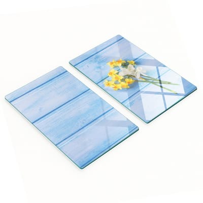 Decoratieve glazen snijplanken voor in de keuken met bloemen en narcissen, 2x30x52 cm