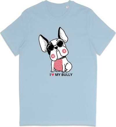 T Shirt Dames - T Shirt Heren - Ik Hou van Mijn Bulldog - Blauw - XS