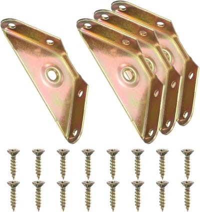 Kruisvoegen Hoekbeugels 4 Stuks 59 mm x 59 mm van Koolstofstaal voor Houten Planken en Bureauranden, Stevige Ondersteuning met Schroeven en Kleurrijk Design