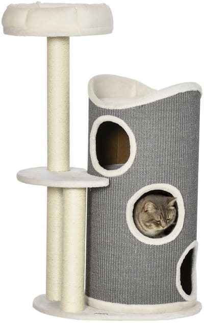 Wishdor - Kattenkrabpaal - sisal - meerdere niveaus - 60L x 44,5B x 109H cm White