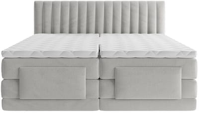 Vente-unique Boxspringbed fluweel lichtgrijs 2 x 80 x 200 cm