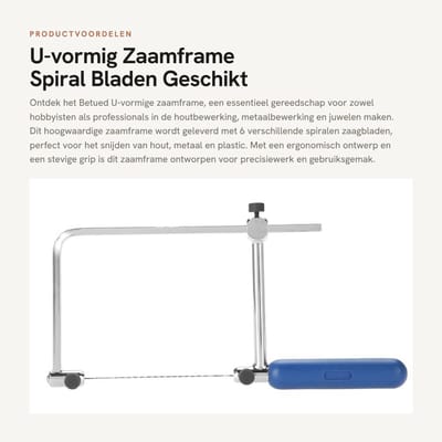 Dailygoods- Fretzaag U-vormig - 6 Spiral Bladen - Houtbewerking - Metaalbewerking - Kunststof - Ergonomische Handgreep - Zaagframe