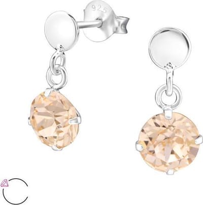 Montebello Oorbellen Hiba Peache - 925 Zilver E-Coating - Swarovski - 7x15mm