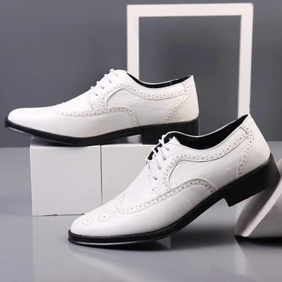 Heren Wingtip Oxford Schoenen Echt Kalfsleer Brogue Kledingschoenen Klassieke Zakelijke Formele Schoenen Man 44 wit