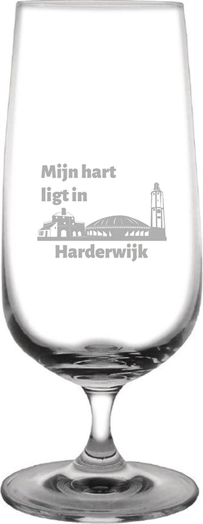 Gegraveerde bierglas op voet 41cl Harderwijk