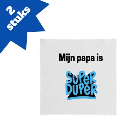 Akyol - mijn papa is super duper brillendoekjes - Vader - meest geweldige papa - vader cadeautjes - vaderdag - verjaardag - geschenk - kado - vader artikelen - 17,8 bij 17,8 cm - 2 stuks