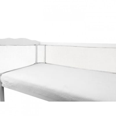 Baby Bed Omrander - Bedbumper Ademend - Hoofdbeschermer Mousseline Off-white 180x28 cm