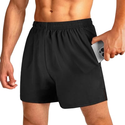 Heren sportshorts voor hardlopen en fitness, ademend en sneldrogend, met elastische tailleband en zak met rits, ideaal voor zomertrainingen