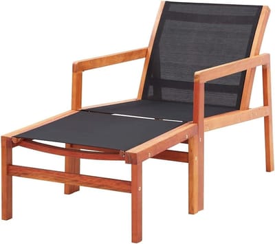 Tuinstoel met voetensteun - Houten ligstoel - Buiten ontspannen - Massief eucalyptushout - 60 x 835 x 775 cm - Zwart