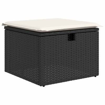 vidaXL Bankstel met kussen met opslag 6 pcs Zwart en Crème poly rattan