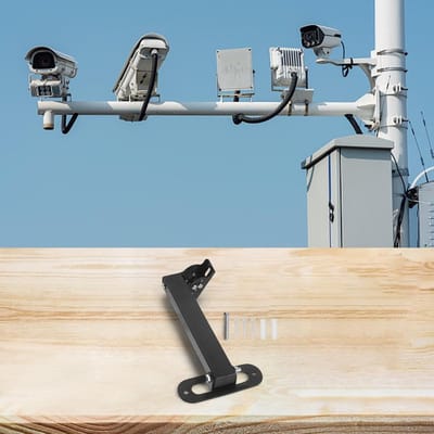 Camera Beugel - Muurhoek Houder - Veiligheid Monteren - Roestvrij Staal - 35cm - Zwart