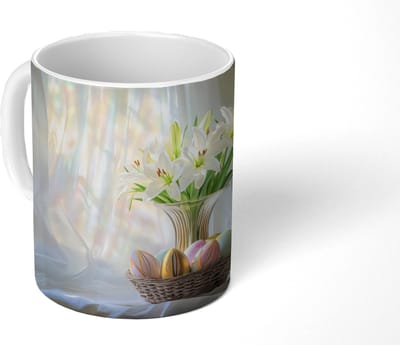 Mok - Koffiemok - Vaas - Eieren - Bloemen - Mokken - 350 ML - Beker - Koffiemokken - Theemok