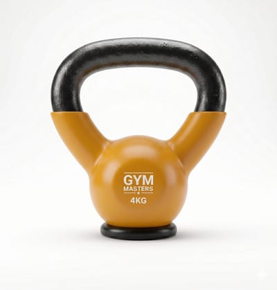 Gym Masters Kettlebell 4 kg – Vinyl Kettlebell met Rubberen Bodem – Optimale Vloerbescherming & Veilig Trainen – Premium Grip – Thuis Fitness