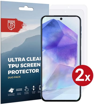 Rosso Screen Protector Geschikt voor Samsung Galaxy A55 | Ultra Clear Duo Pack | TPU Folie | Case Friendly Beschermfolie | 2 Stuks