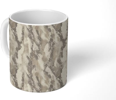 Mok - Koffiemok - Slang - Patroon - Taupe - Mokken - 350 ML - Beker - Koffiemokken - Theemok