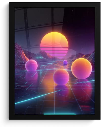 Poster in lijst - Fotolijst 30x40 cm - Posters - Landschap - Bergen - Bollen - Licht - Posterlijst zwart - Decoratie - Wanddecoratie woonkamer - Muurdecoratie slaapkamer