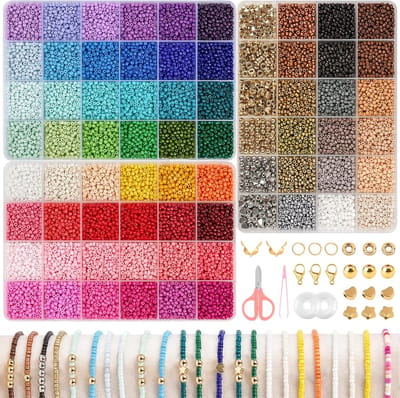 Kralen voor armbanden, 3 mm, kralen om te rijgen, 72 kleuren, kralenset met A-Z letterkralen, kralenset voor het maken van sieraden, doe-het-zelf armbanden, halskettingen, handwerk