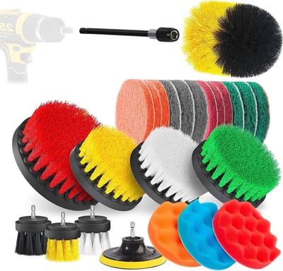 Complete Set van 25 Stuks Elektrische Reinigingsborstels voor Badkamer, Keuken en Auto - Inclusief Toiletborstel en Accessoires voor Grout en Wielen