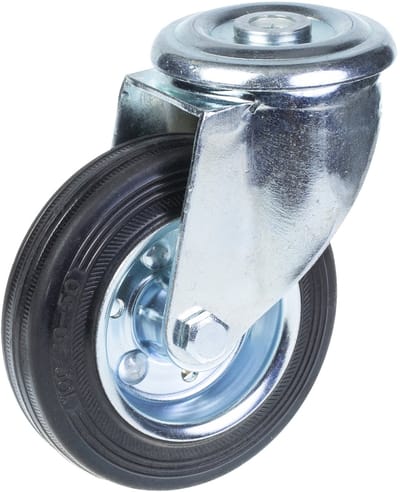 100 mm (4") rubberen zwenkwiel, draaibaar, zeer stevig, draagvermogen 360 kg, set van 4