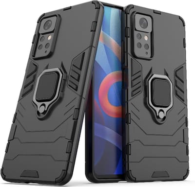 MobyDefend Hoesje - Geschikt voor Xiaomi Redmi Note 12 Pro 4G - Dubbelgelaagde Pantsercase Met Standaard - Zwart
