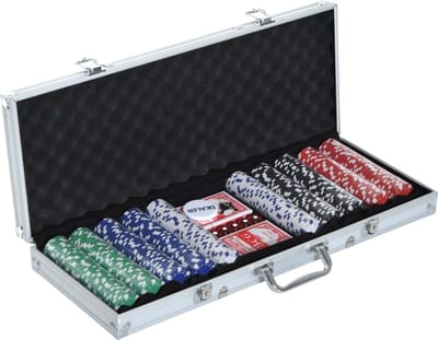 Pokerset - Pokerkoffer - Poker - Poker chips 500 stuks - Poker set - 55,5x22x6,5 cm