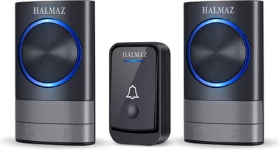 HALMAZ Draadloze deurbel – Zwart – Led verlichting - IP44 Waterdicht – 52 Melodieën – Bereik 200 meter – 2 ontvangers