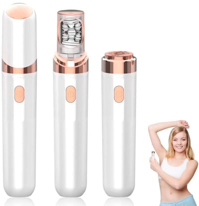 Ontharingsapparaat Geschikt voor vrouwen, 2-in-1 ontharingsapparaat, pijnloos, oplaadbaar via USB, LED-lampje, Geschikt voor gezicht en lichaam, draagbaar mini-formaat.