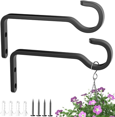 Ynkkvre - set van 2 wandhaken 15,2 cm - ijzeren haken voor hangmanden, plantenhouders en lantaarns - geschikt voor buiten en binnen