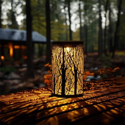Solar tuinverlichting lantaarn 'Ember' - Tafel- en hanglamp in 1 - Bijzonder lichteffect - Warm wit licht (3000K) - 20 lumen - IP44 - Buitenlamp op zonne-energie - Metaal